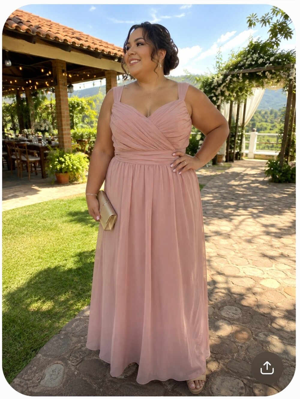 Alfred Angelo Dusty Pink Maxi Dress Plus Sz 4X  Ruched Crossover Bodice Straps